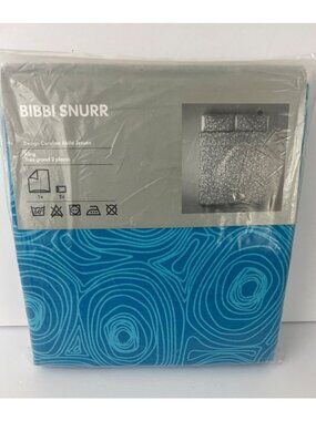 Ikea Bibbi Snurr Blue  Swirl King  Duvet Cover + 2 Pillowcases NEW